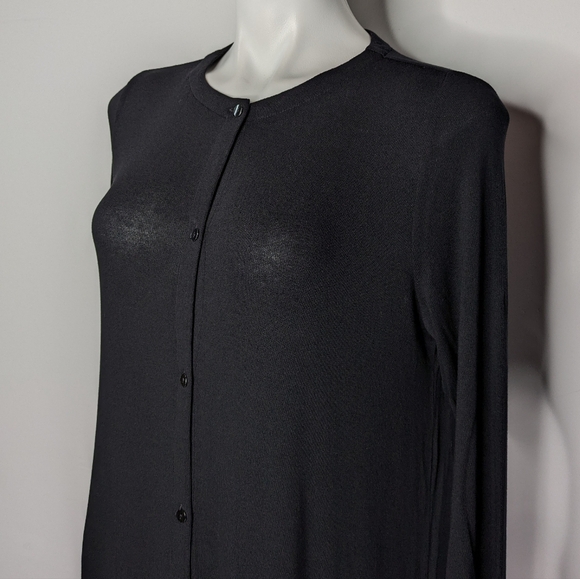 J Jill Wearever Collection Black Sheer Lightweight Long Button Up Cardigan MP - Picture 2 of 7